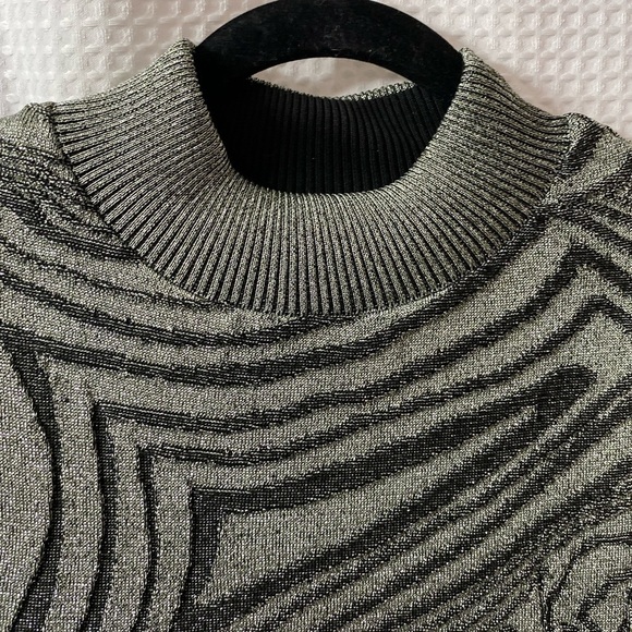 NWT Anthro Metallic Sleeveless Mock-Neck Sweater Mini Dress - Picture 6 of 11